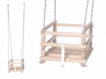 Children's Wooden Swing with Safety Barrier