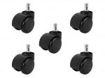 Office Chair Wheels - Set of 5 - Black