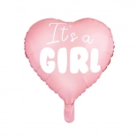 Ballon en aluminium It's a Girl cœur rose 45 cm