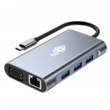 Hub USB‑C 8 in 1 con HDMI, VGA, RJ45 e alimentazione PD