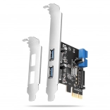 contrôleur pcie axagon avec 2× usb-a et 2× usb internes 5 gbps, uasp, faible profil, alimentation sata