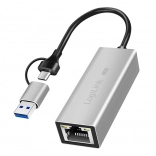 Adattatore USB‑A/USB‑C a Ethernet 2,5G, grigio