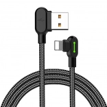 Hoekige USB Lightning-kabel met LED-verlichting McDodo 1,2m zwart