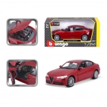 Bburago 1:24 Alfa Romeo Giulia (2016) Metalik rdeča 18-21080