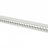 Paneel kruismodulair 19" 24 poorten voor keystone modules, 1U, afgeschermd, met kabelgeleiding en beschrijvingsvelden, grijs