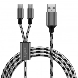 Cavo USB 2.0 intrecciato USB‑A a Micro USB + USB‑C 1,2 m
