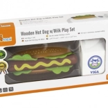 houten set hotdog en melk VIGA