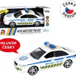 Stads-politieauto met Nederlandse stem en zwaailicht