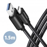 USB-C na USB-A kábel 1,5 m USB 3.2 Gen 1 3A ALU fonott