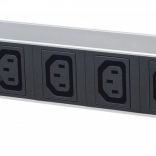 19" rack 1U voedingsrail 110V-250V/10A, 8 C13-stopcontacten, 2 m kabel