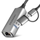 axagon ade-txca gigabit ethernet adapter usb‑c/usb‑a 3.2 gen 1 met automatische installatie