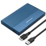 Aluminium behuizing voor 2,5" SSD/HDD SATA met USB 3.0, 5 Gb/s, 2 TB – blauw