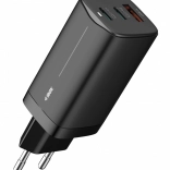 GaN-netlader 65 W, 2× USB‑C + USB‑A, zwart