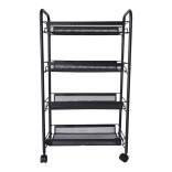 Fürdőszobai és konyhai állvány négy tágas polccal - fekete