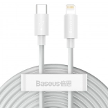 Baseus Simple Wisdom kabelset USB‑C naar Lightning 20 W PD, 1,5 m, wit (2 stuks)