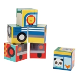 Petit Collage voertuigen blokken met dieren