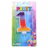 Candela festa numero 1 con stelle