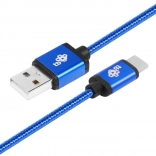 Kék USB–USB‑C kábel, 1,5 m, szövött borítással