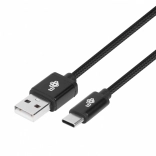 Textil bevonatú USB-A – USB-C kábel, 1,5 m, fekete