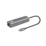 USB-C adapter met RJ45 + 3x USB-A poorten - 1000 Mb/s