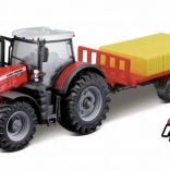 Bburago trattore agricolo 10 cm Massey Ferguson 8740S con rimorchio per balle