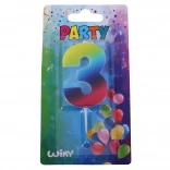 Bougie de fête numéro trois Arc-en-ciel