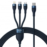 Baseus Fast Charging Cable with 3 Connectors: USB-C, Lightning, and Micro USB, 100W