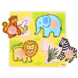 Bigjigs Toys mijn eerste inlegpuzzel safari (houten, 4 stukjes)