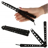 Training butterfly knife (balisong) – blunt folding knife, black