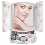 Illuminated cosmetic mirror with LED and 5× magnification
