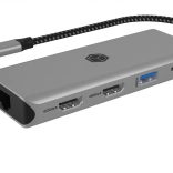 Station d’accueil USB‑C 9‑en‑1 avec 2× HDMI 4K/60 Hz, 3× USB, Power Delivery 100 W, LAN Gigabit et lecteur de cartes