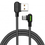 Vinklet USB-C kabel fra Mcdodo med LED indikator, 3 m